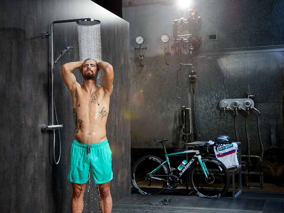 Peter Sagan mit hansgrohe Handbrause Peter Sagan mit hansgrohe Handbrause