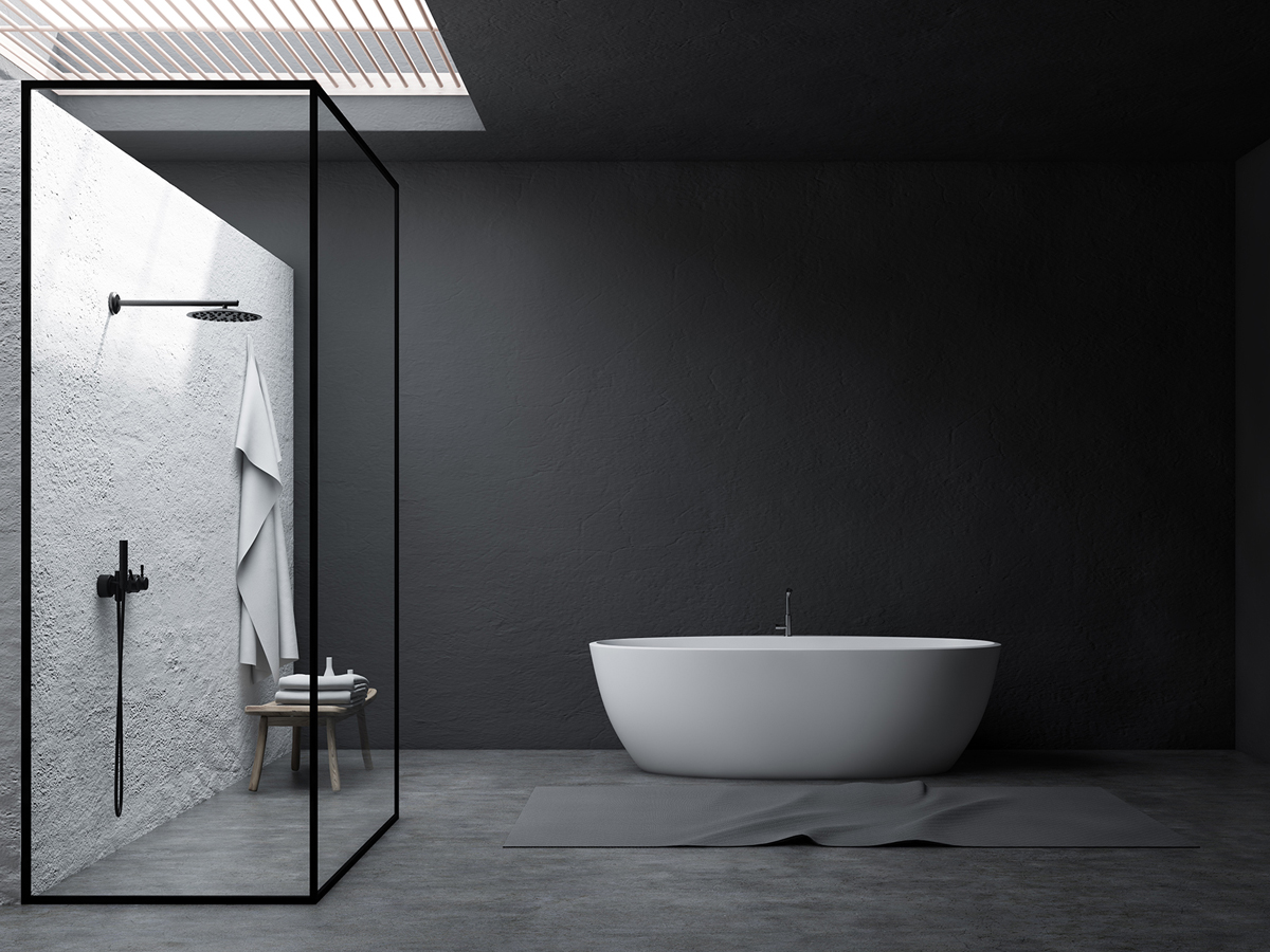 浴室:黑色确保纯净优雅