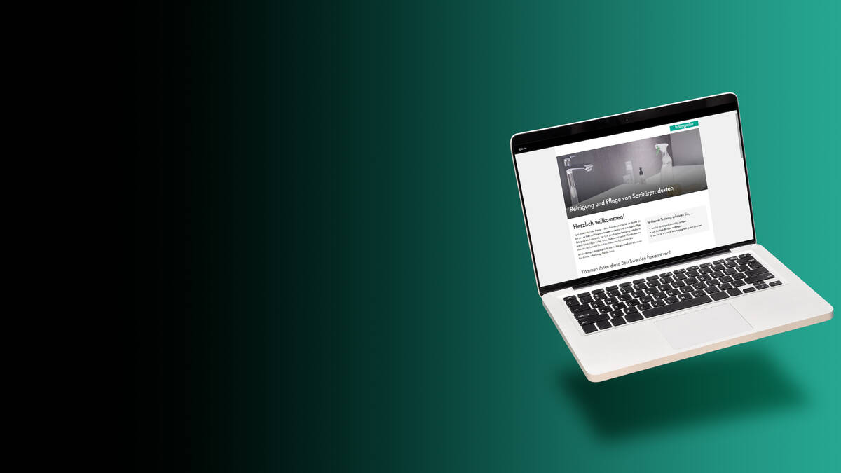 Computer that shows the start screen of the online aquademie 