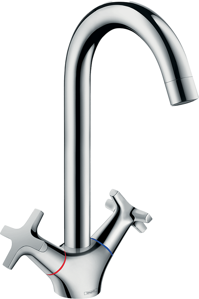 Logis M32 de hansgrohe: mezclador de cocina con manecillas de cruceta.