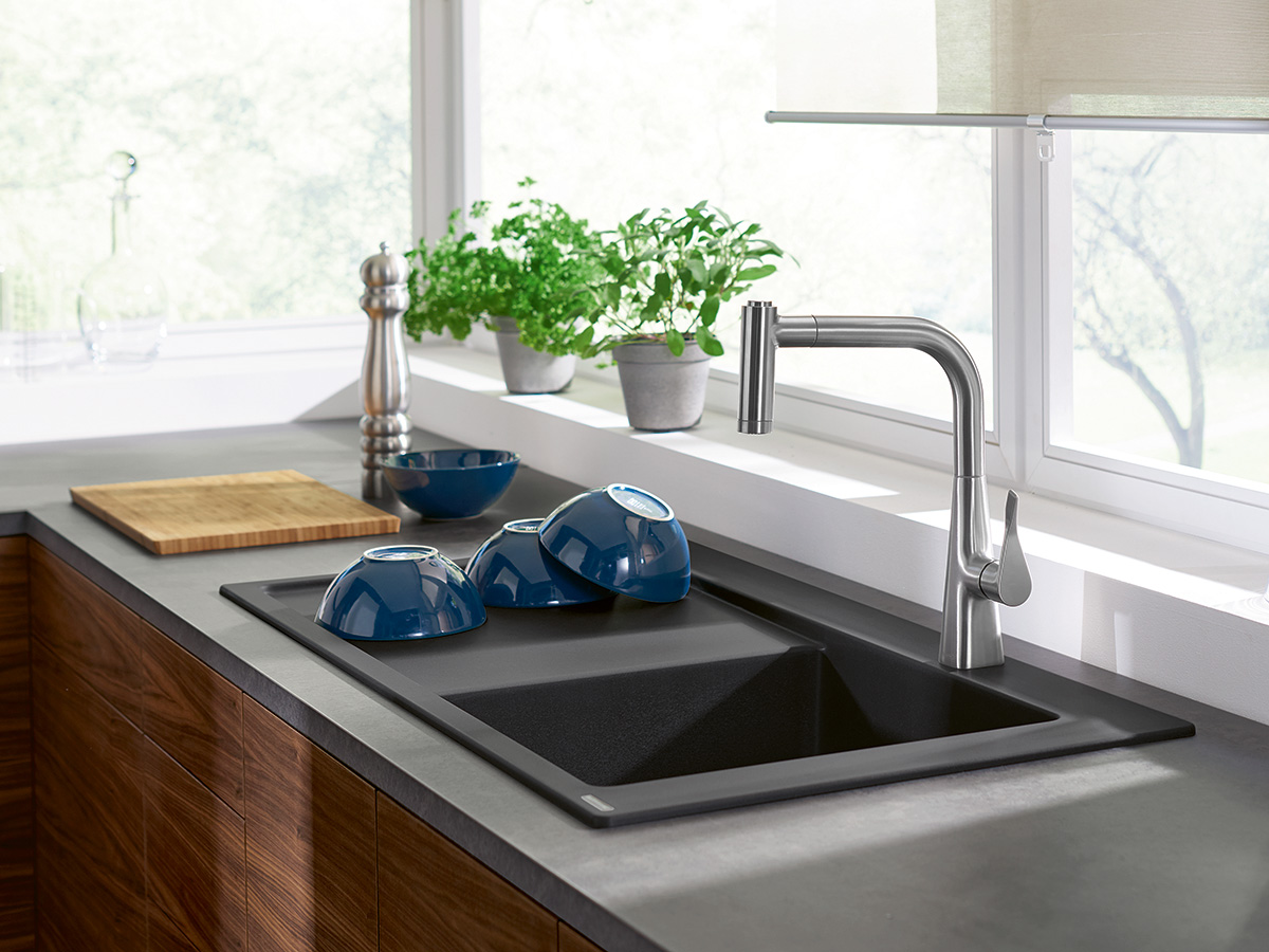 New From Hansgrohe For The Kitchen High Quality Sinks   Kitchen Granite Sink S51 M71 Ambiance 4x3 