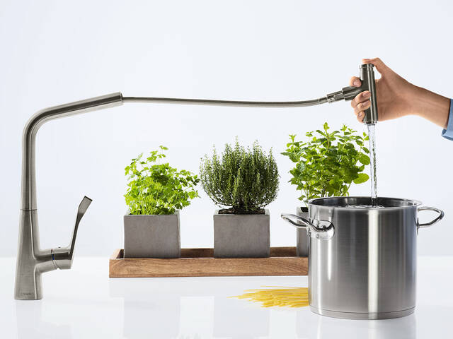 Kitchen taps from hansgrohe.