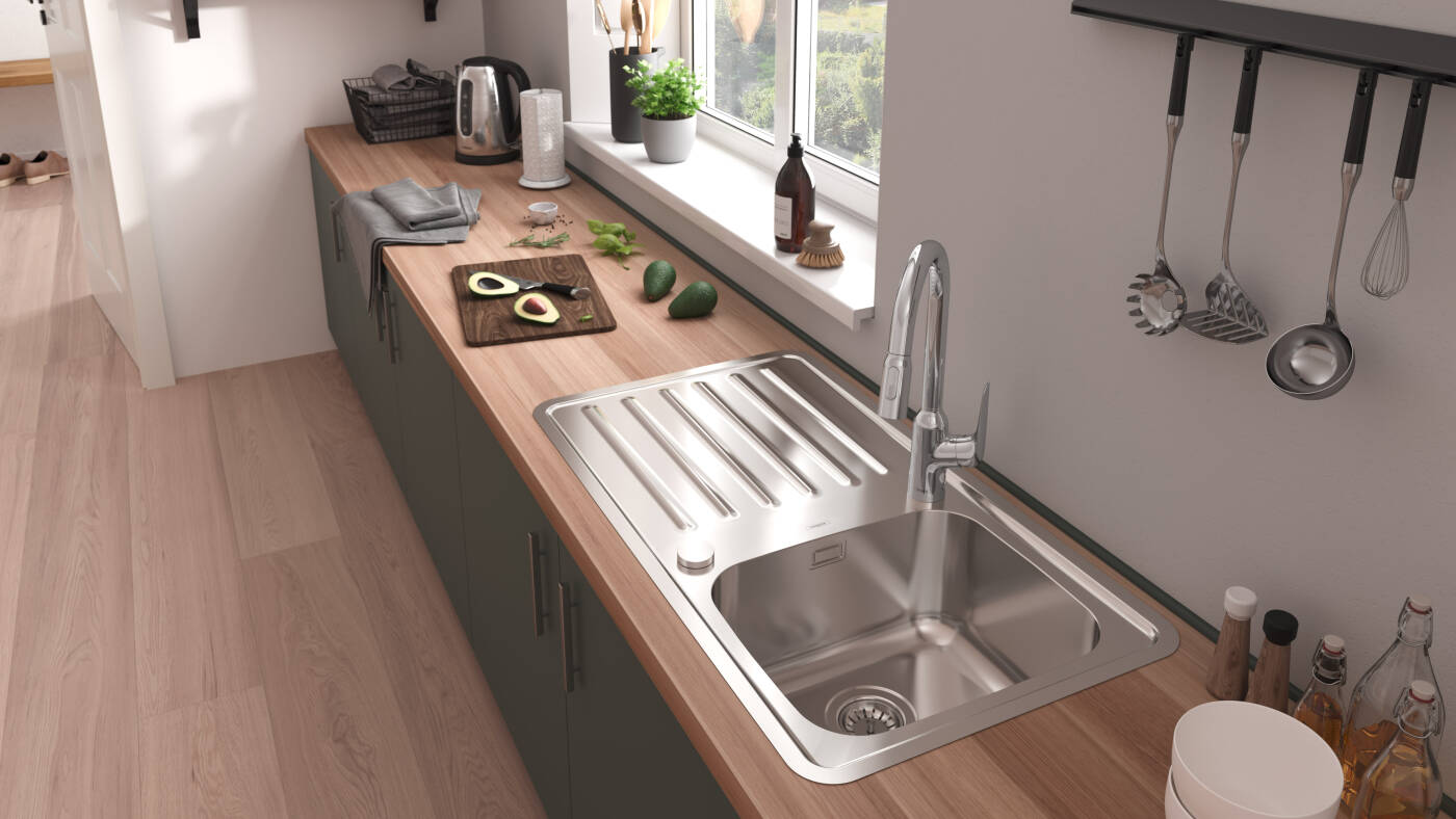 El nuevo fregadero de cocina S41 de hansgrohe convierte la cocina en una  estancia eficiente y funcional - Equipamiento para baño