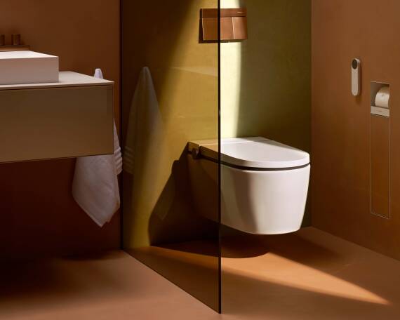 WC-Bereich mit Glas-Trennwand im modernen Bad.