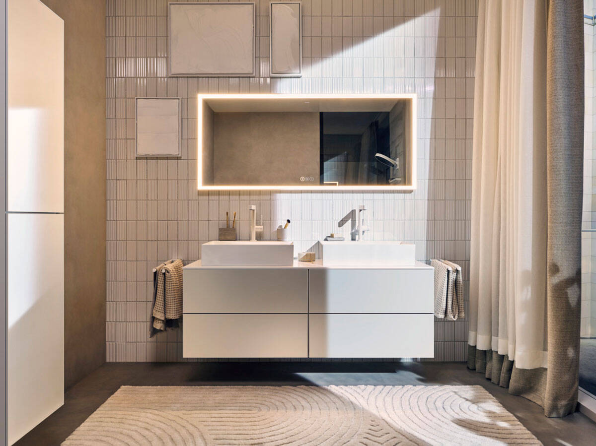 Nouveauté hansgrohe 2023 : vasque Xevolos E en blanc.