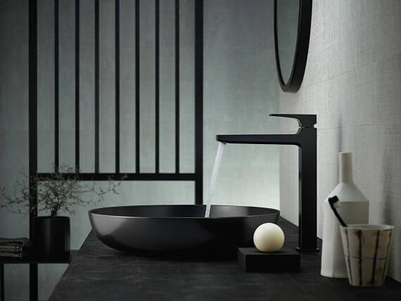 Black accessories for an aesthetic but bright bathroom