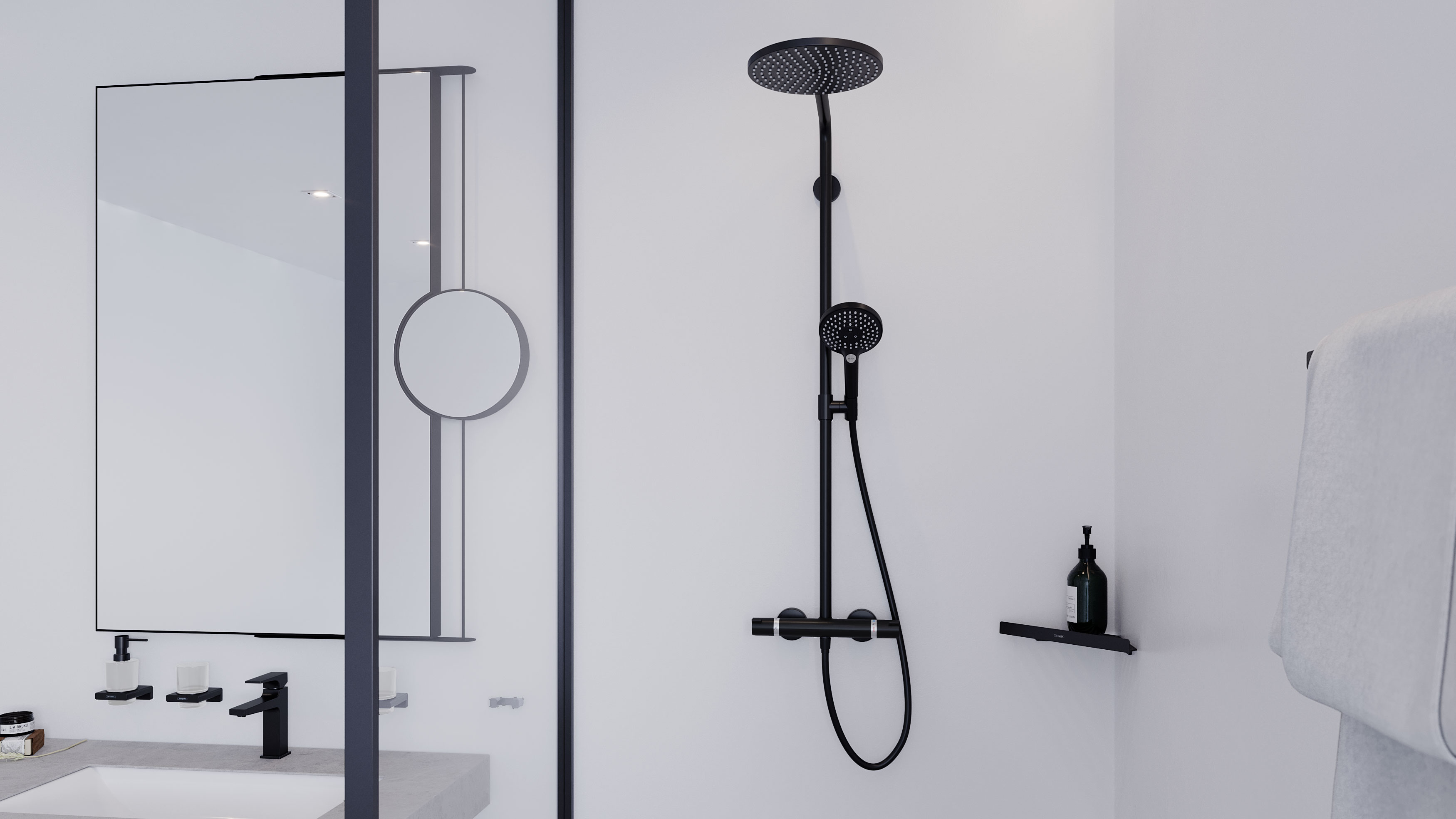 Your Colour Test For The Bathroom   Metropol Black Showerpipe 240 Bath Ambiance 16x9 