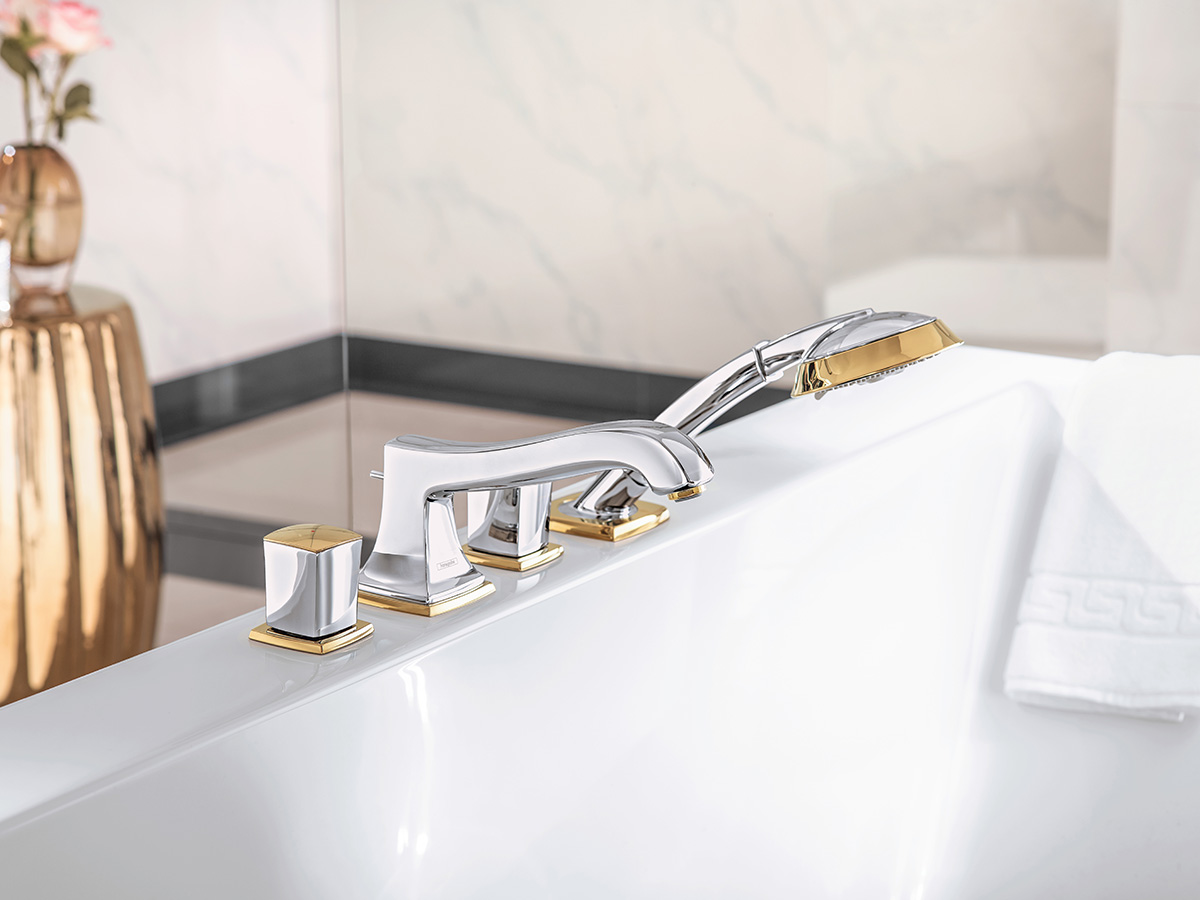 AS Deck Mount Chrome Bathroom Basin Mixer Waterfall Spout Faucet Brass Taps g3f6 