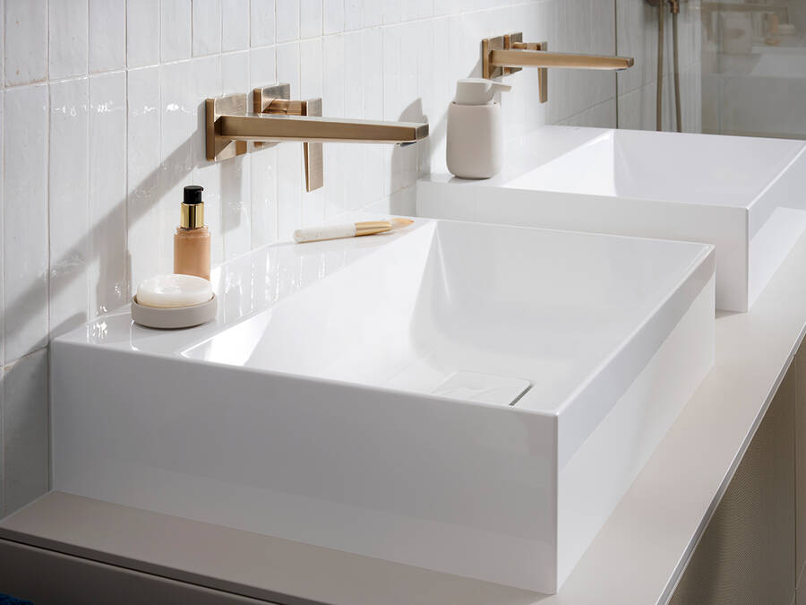 Mitigeur design et géométrique Metropol au mur.