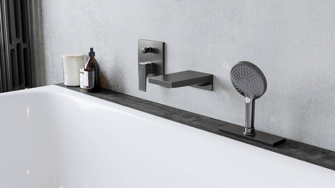 hansgrohe Badarmaturen in der Farbe Brushed Black Chrome.