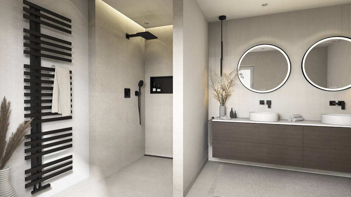 Salle de bains hansgrohe avec douche à l’italienne.