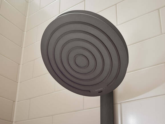 Pulsify S overhead shower, Matt Black surface finish.