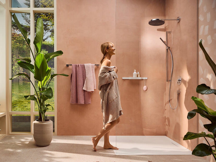 Control de ducha con set externo de hansgrohe.