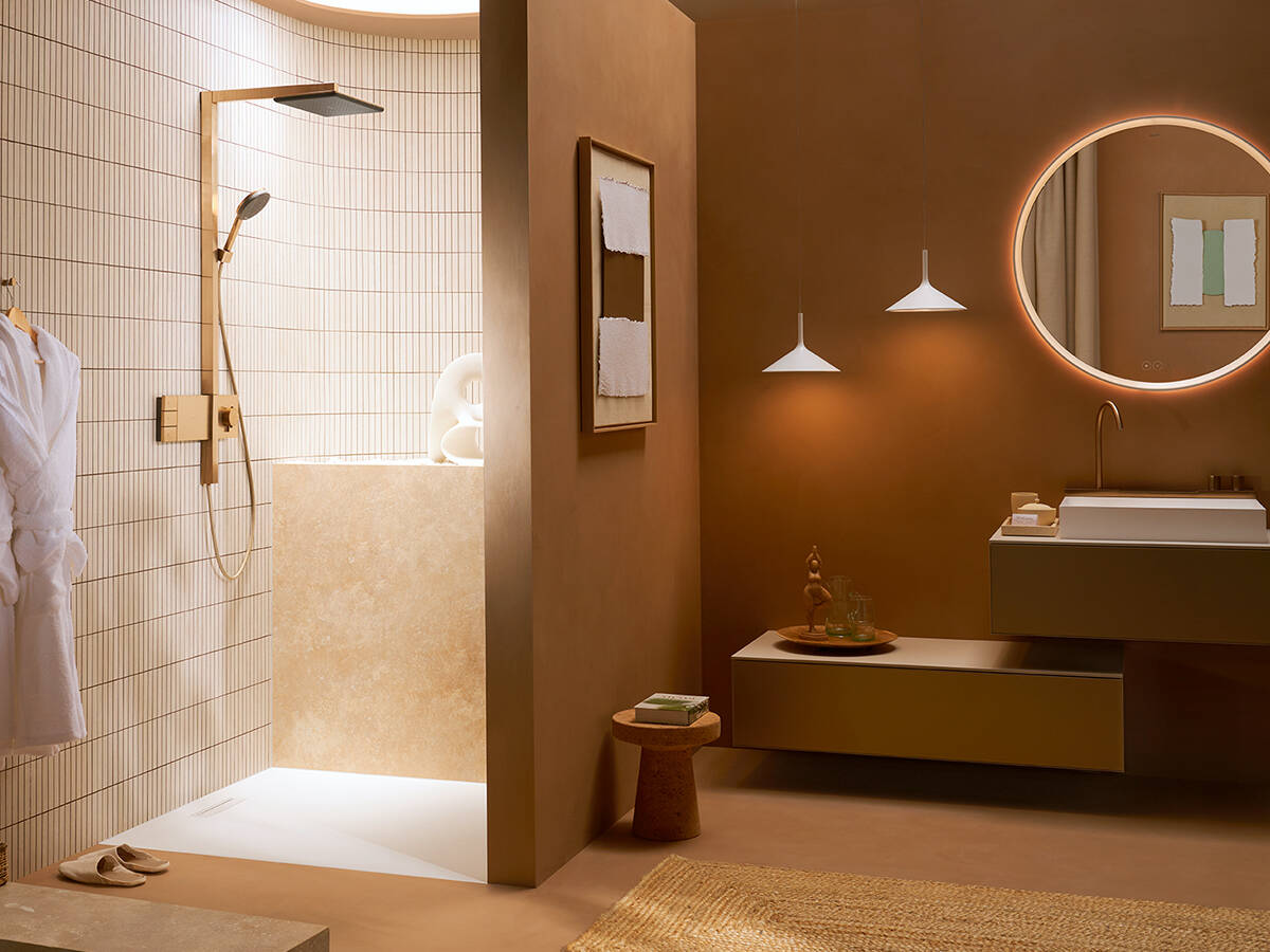 hansgrohe bathroom with a Raindance Alive shower system.
