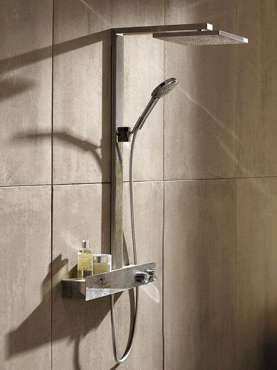 hansgrohe Raindance S - Juego completo de ducha con sistema de ducha de 3  pulverizadores, volumen de lluvia, lluvia y masaje y control automático de