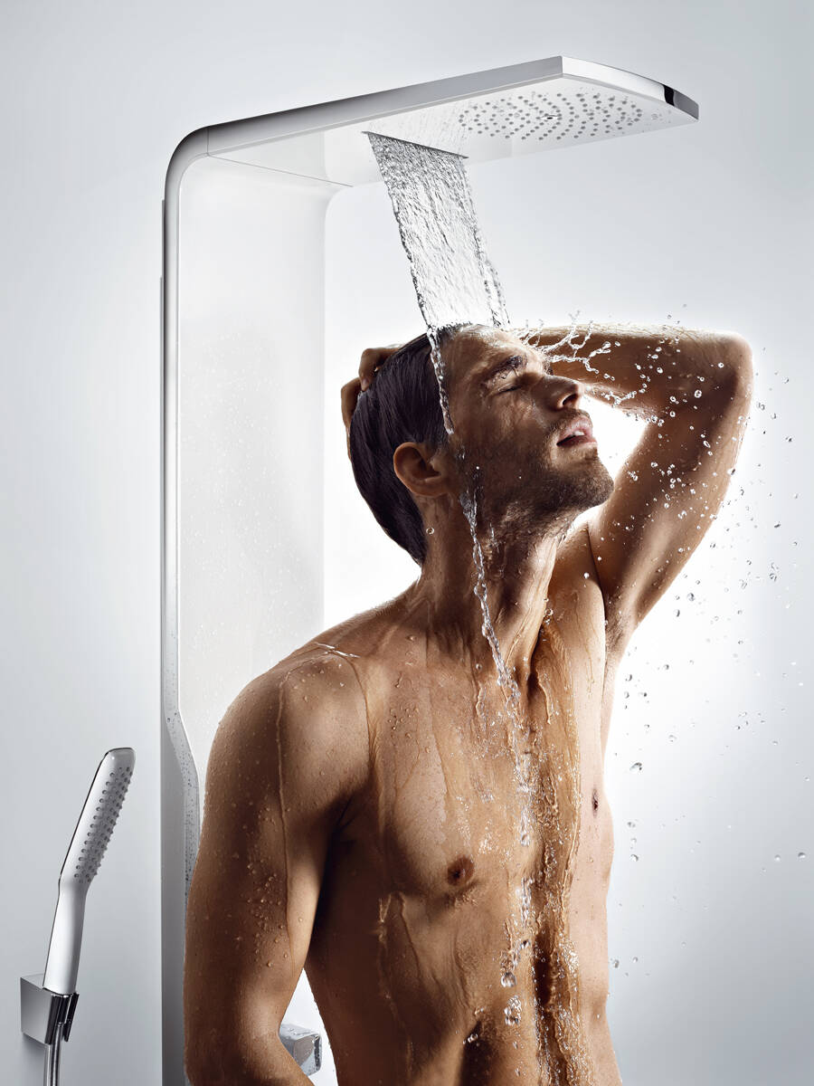 hansgrohe Raindance S - Juego completo de ducha con sistema de ducha de 3  pulverizadores, volumen de lluvia, lluvia y masaje y control automático de