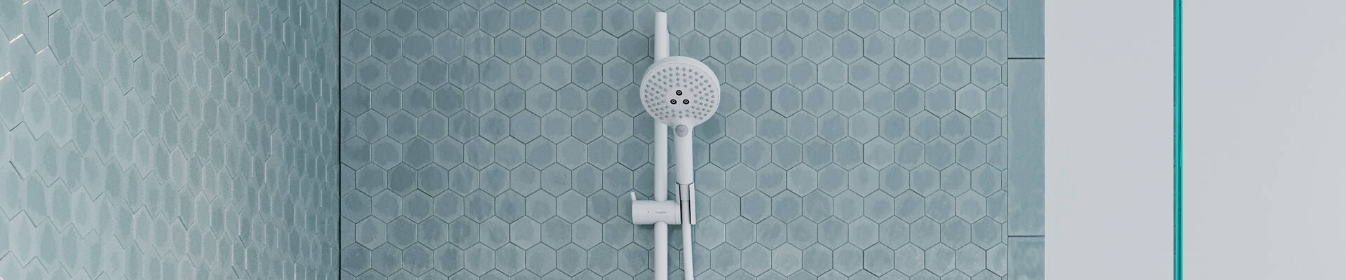 hansgrohe shower set with hand shower in action.