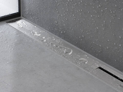 RainDrain Flex in Edelstahl gebürstet.