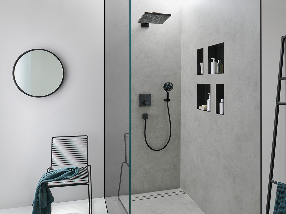 hansgrohe Drain Set: RainDrain Rock, Trim Flex for 59 1/8
