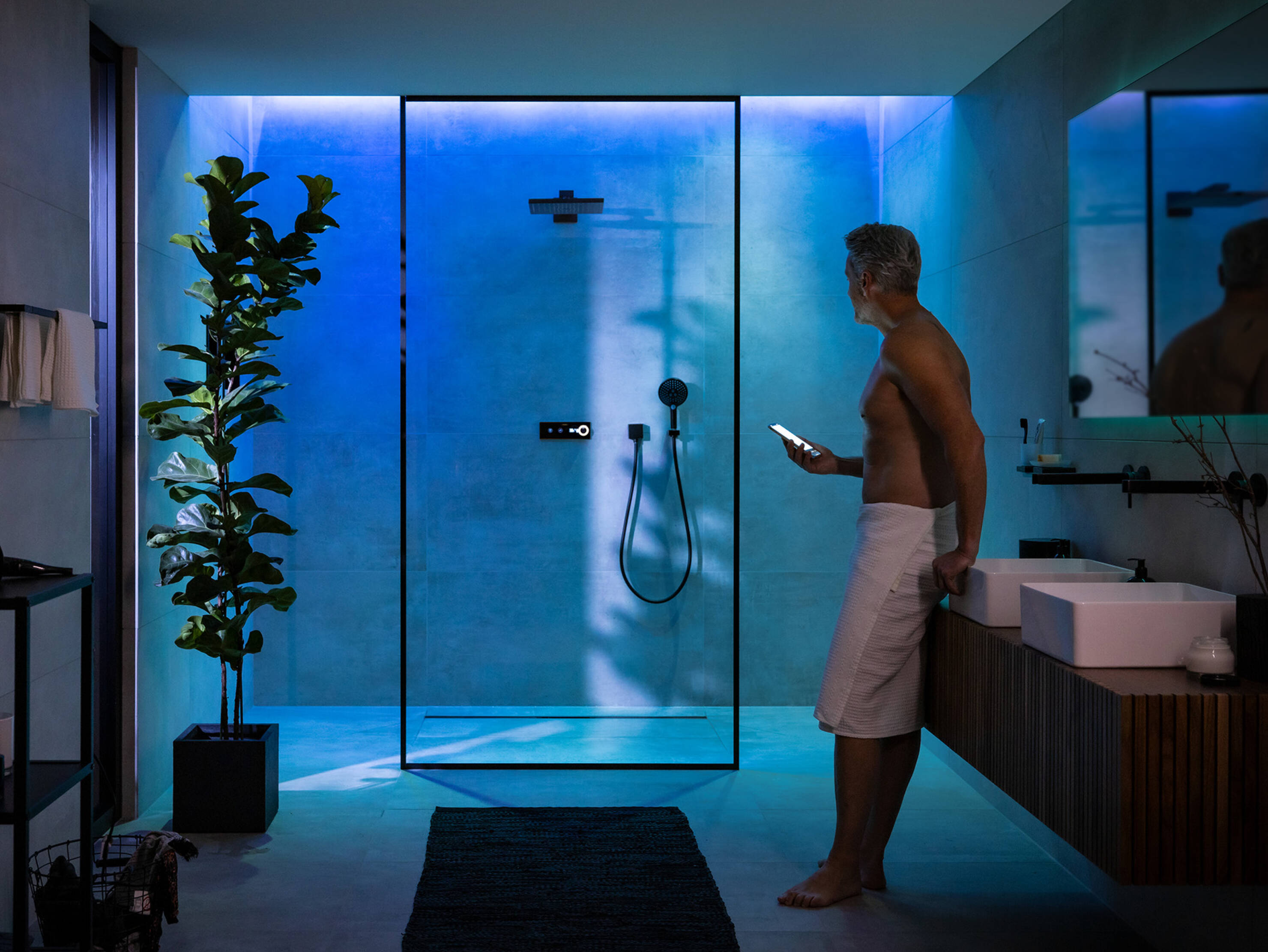 RainPad Duschsteuerung regelt hansgrohe Brausen. RainPad Duschsteuerung regelt hansgrohe Brausen.