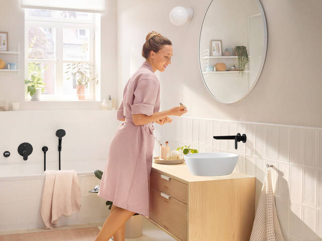 Rebris S concealed installation basin tap, matt black.