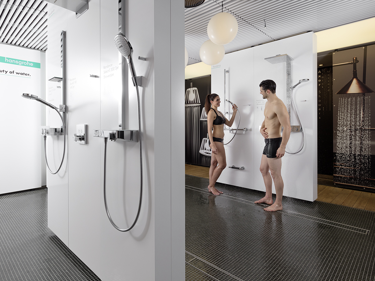 hansgrohe bathroom exhibition, test kitchen faucets - ShowerworlD Hansgrohe Showerpipes 4x3