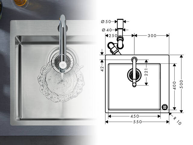 Guide Easy Installation Of A Kitchen Sink And Tap Hansgrohe Int - Bathroom Sink Tap Hole Size