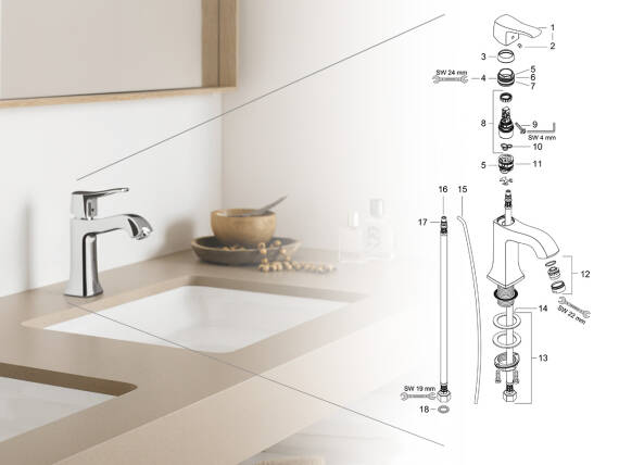 vastleggen vervorming Volwassenheid Find spare parts for shower heads and bathroom mixers | hansgrohe INT