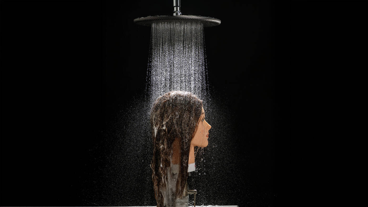 Obraz strumienia testowany na modelu głowy.