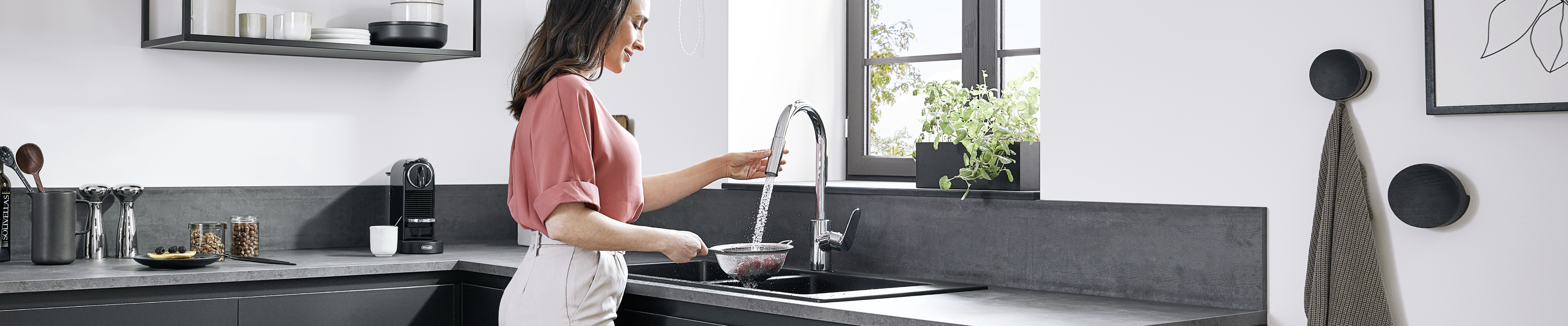 Overview of hansgrohe kitchen product ranges.