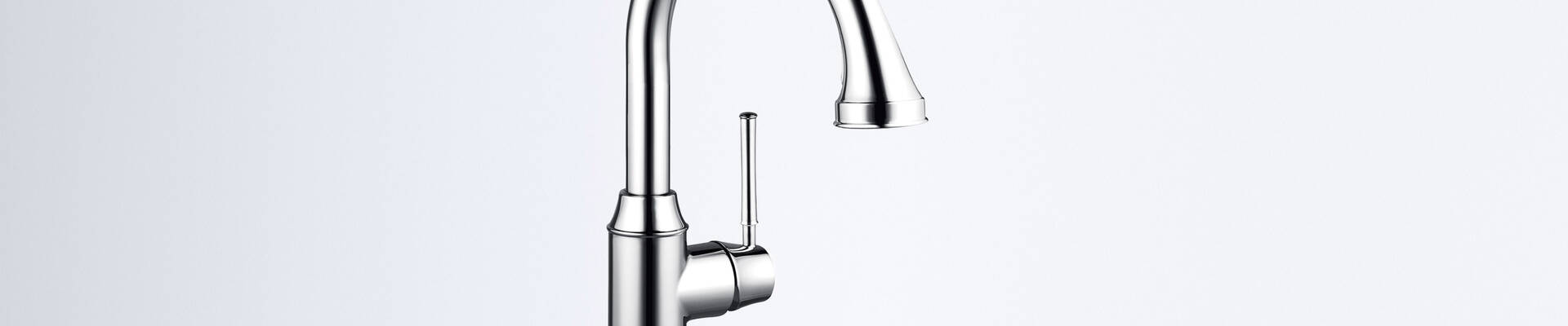 Swivelling kitchen tap in traditional design. Swivelling kitchen tap in traditional design.
