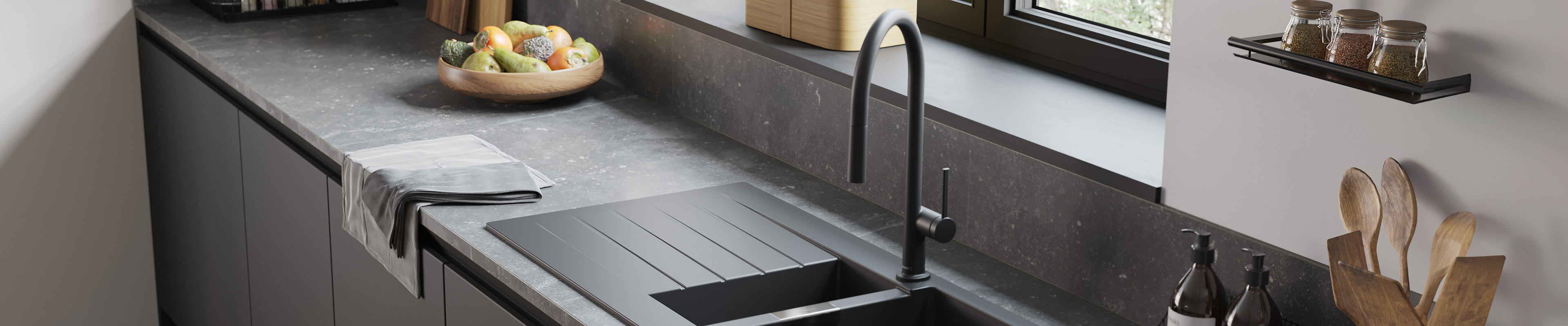 Svart köksblandare från hansgrohe.