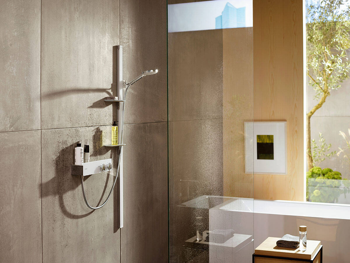 Hansgrohe Unica'E - Asta saliscendi doccia 900 mm, con flessibile doccia,  cromato 27640000