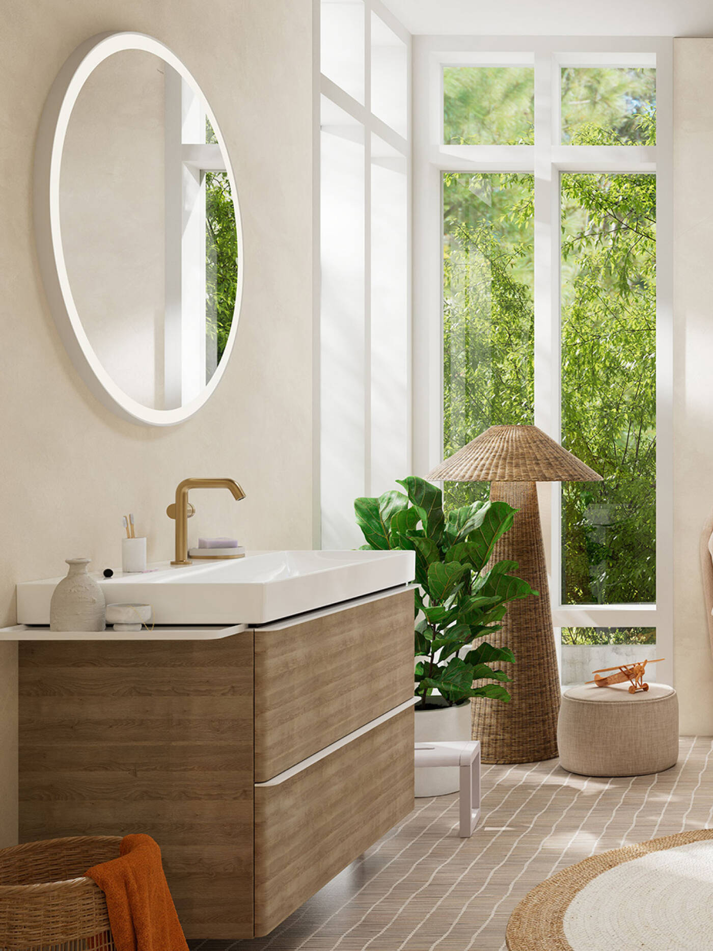 Xarita Lite S mirror with matching hansgrohe bathroom furniture.