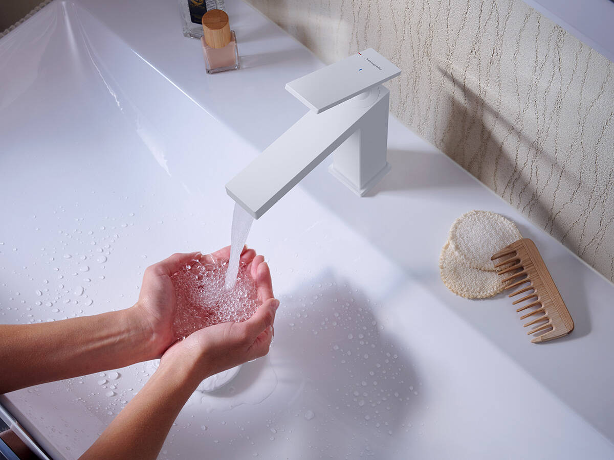 Mitigeur de lavabo hansgrohe Tecturis E en service. Mitigeur de lavabo hansgrohe Tecturis E en service.