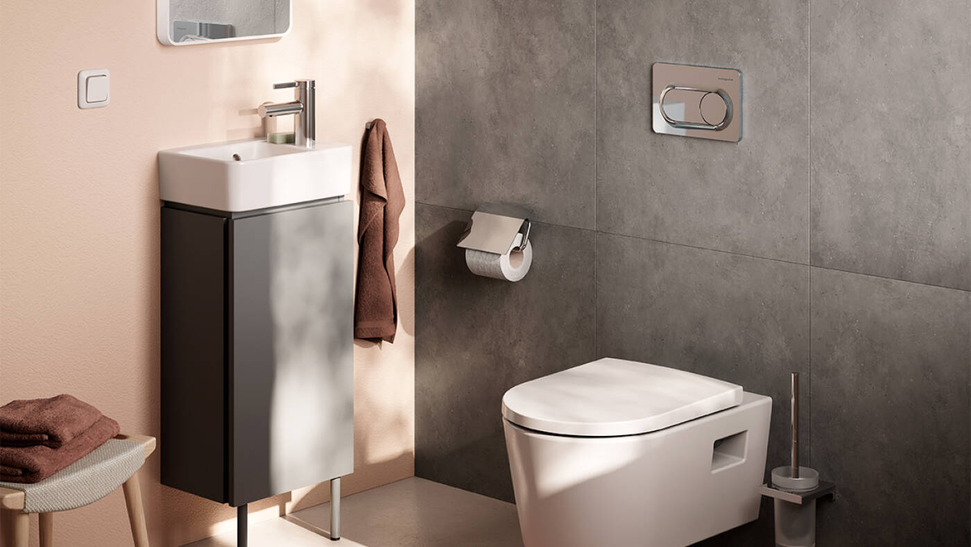 Xilesa E in Slate Matt Gray in the guest bathroom. 