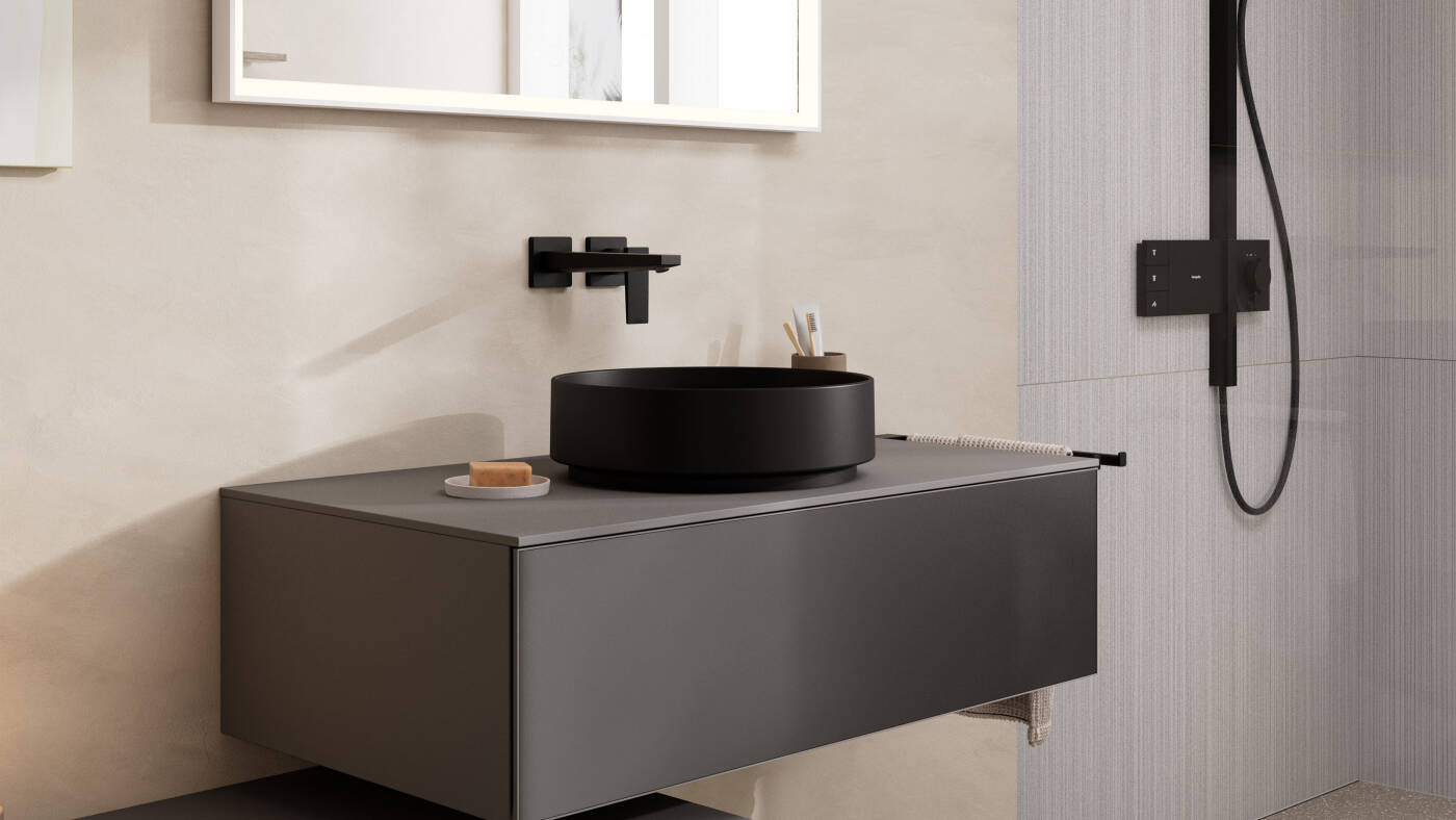 Xuniva Evo opzetlavabo met rechthoekig Xevolos E meubel.