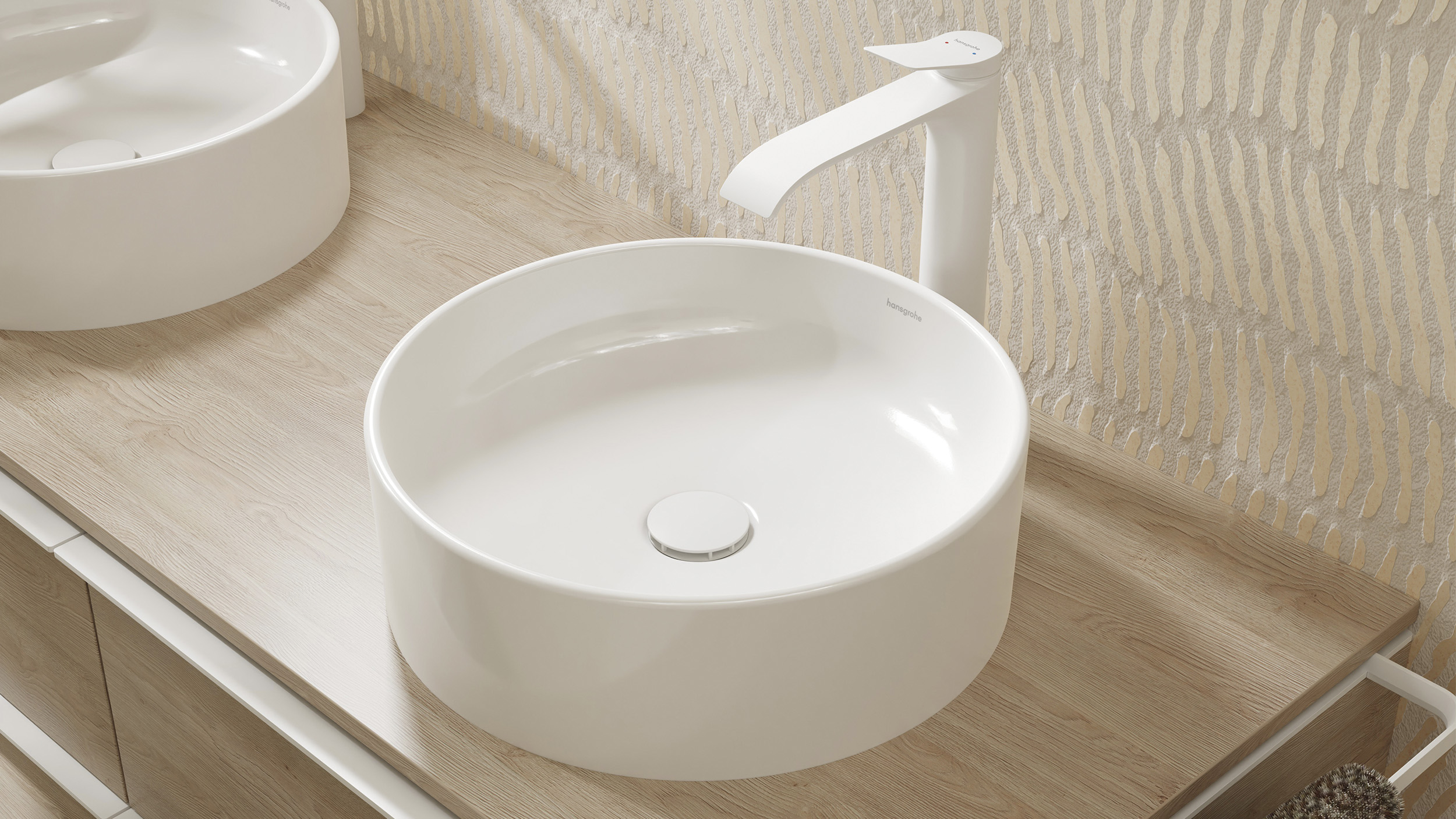 Lavabo de sobremueble Xuniva redondo, mueble Xelu Q.