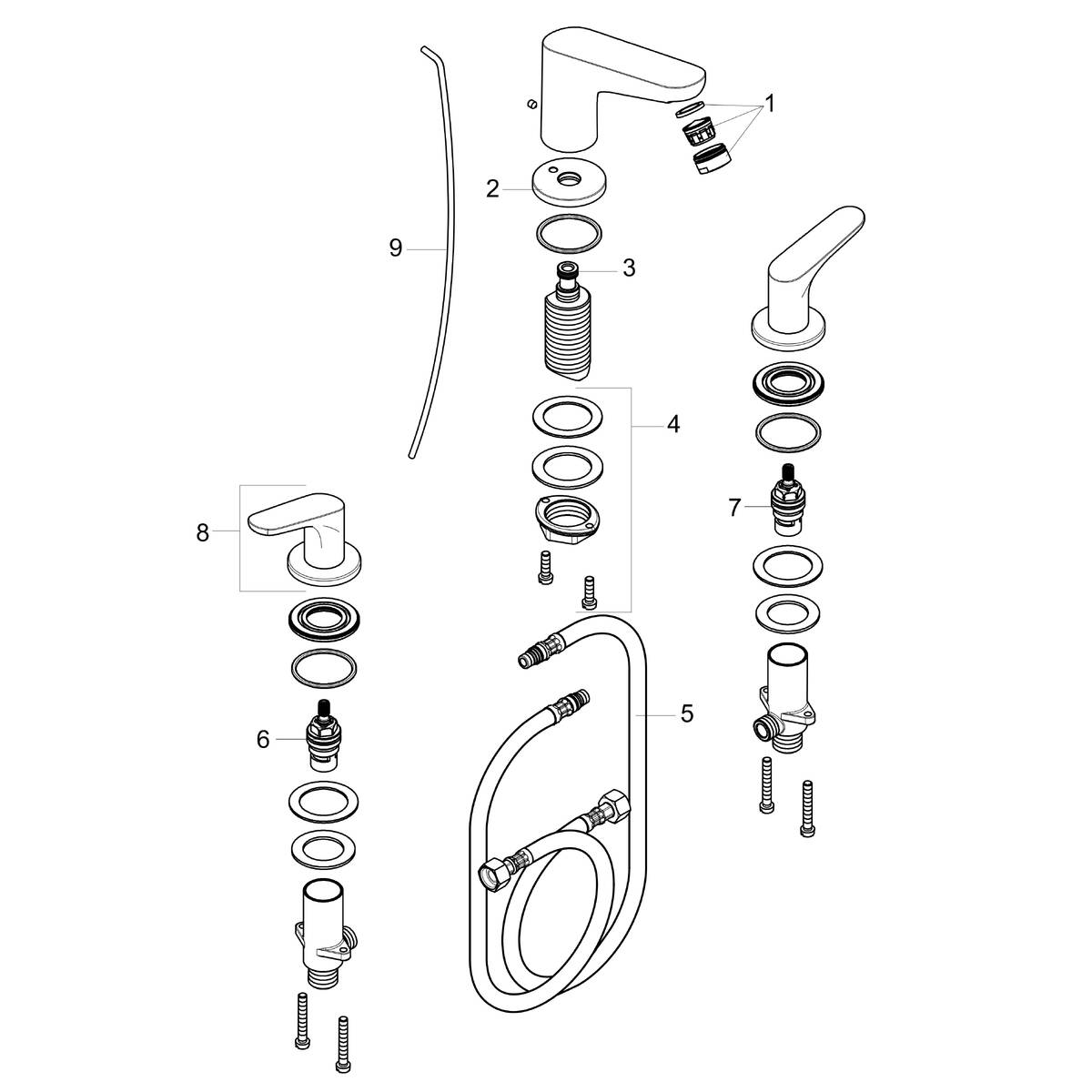 hansgrohe Sink mixers Focus, Widespread Faucet 100 with PopUp Drain