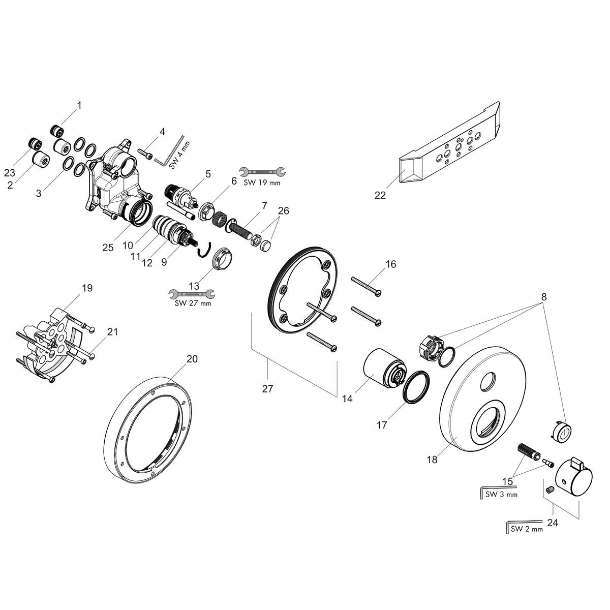 ShowerSelect S Shower mixers: single lever, 1 function, Chrome, Art. no ...