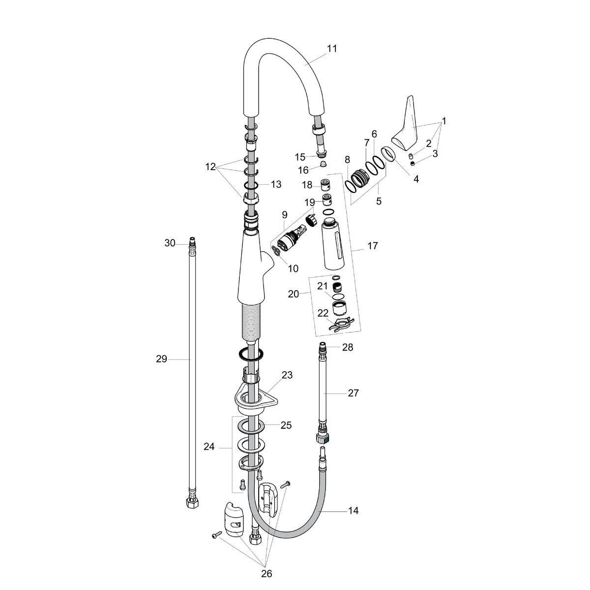 hansgrohe Kitchen faucets Talis S, Prep Kitchen Faucet, 2Spray PullDown, 1.75 GPM, Art. no