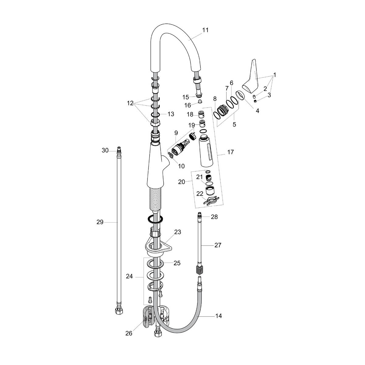 hansgrohe Kitchen faucets Talis S, Prep Kitchen Faucet, 2Spray Pull