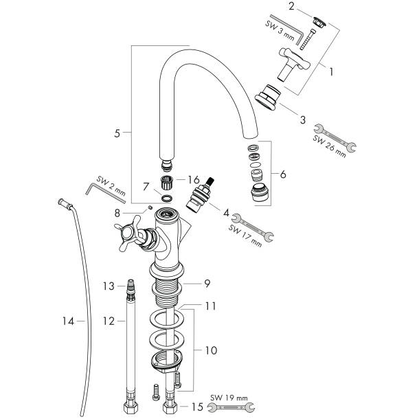 AXOR Waschtischmischer: AXOR Montreux, 2-Griff Waschtischarmatur 210 ...