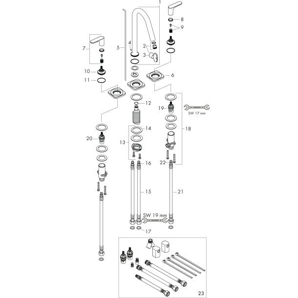 AXOR Washbasin mixers: AXOR Citterio M, 3-hole basin mixer 160 with ...