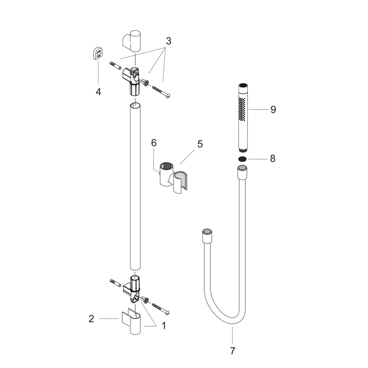 AXOR Edge Porter avec douchette «tube» 2 jets et flexible de douche - coupe  diamant