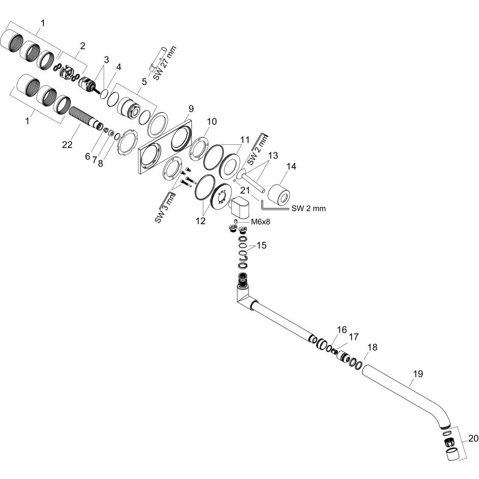 AXOR Küchenmischer: AXOR Uno, Einhebel-Küchenmischer Unterputz für