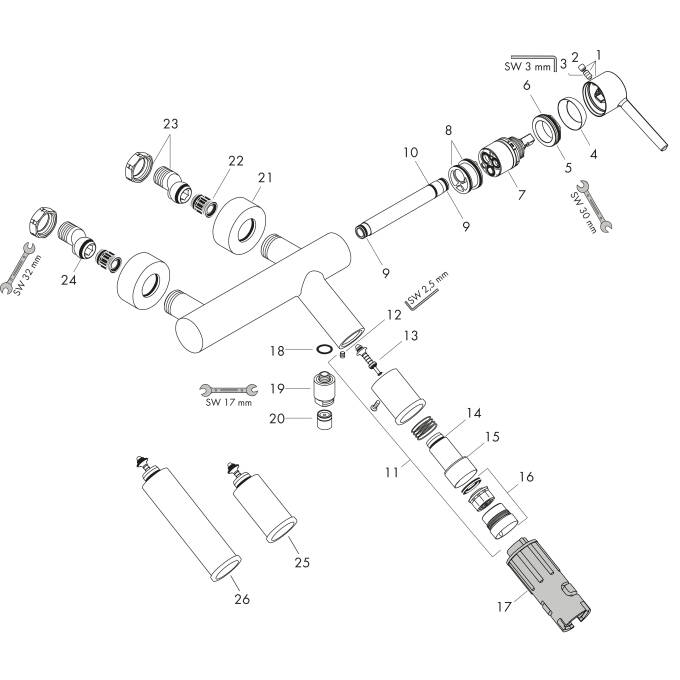 AXOR Starck Bath mixers: 2 functions, Chrome, Item No. 10465000