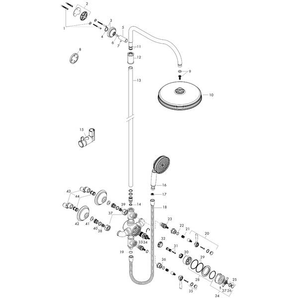 AXOR Shower pipes: AXOR Montreux, 1 spray mode, Item No. 16572000