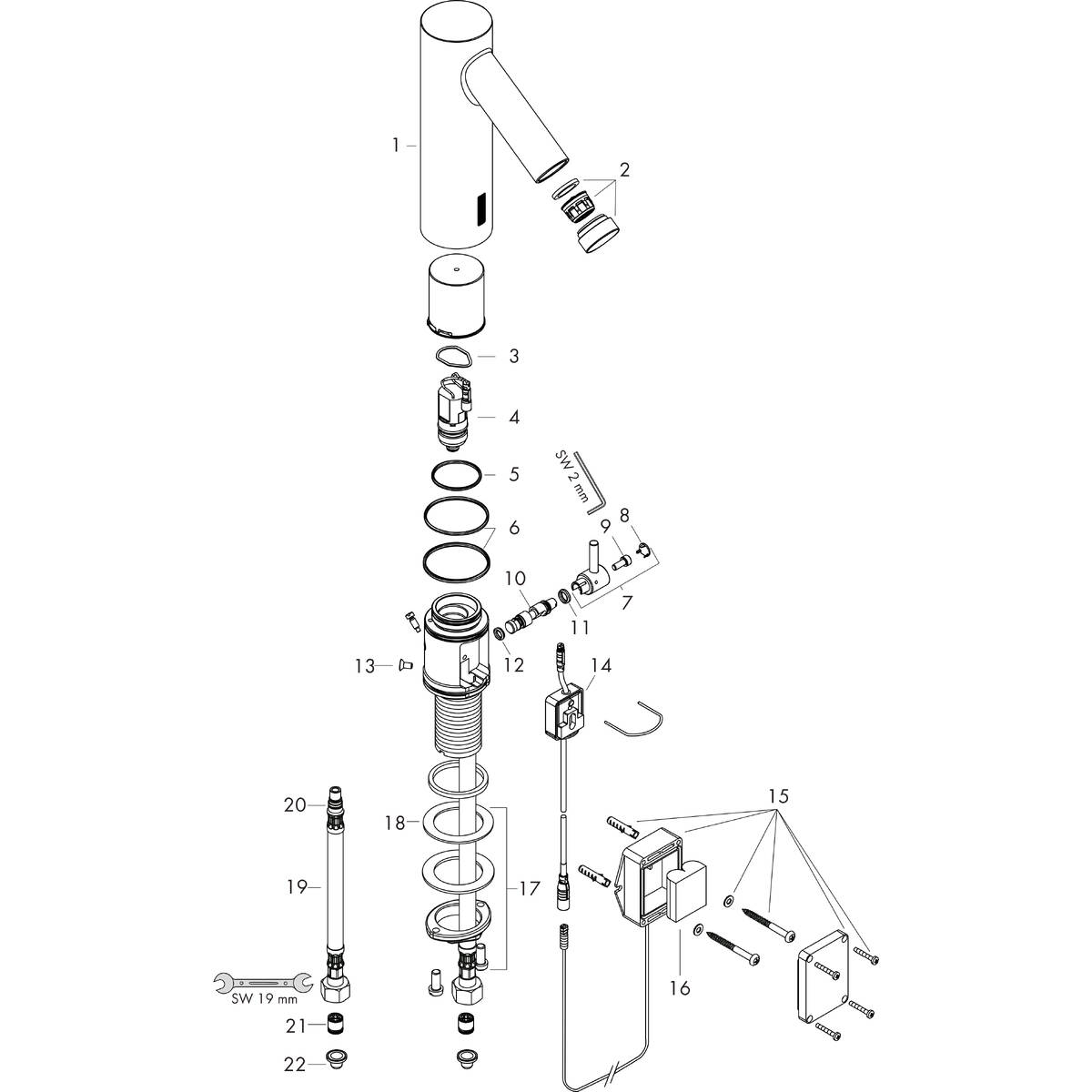 AXOR Washbasin mixers: AXOR Starck, Electronic basin mixer with ...