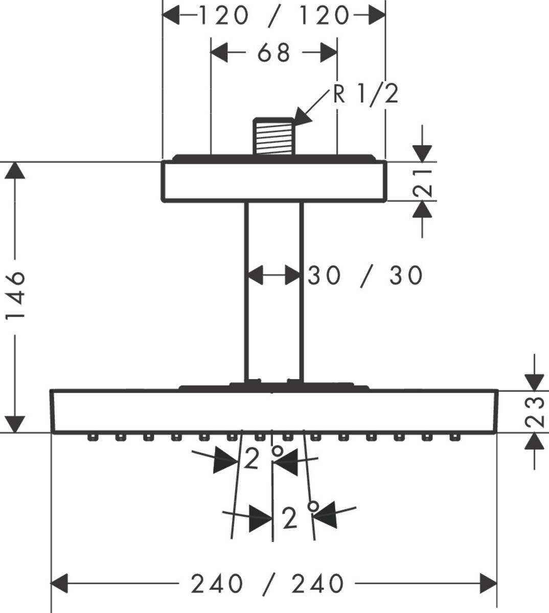 AXOR Overhead showers: AXOR ShowerSolutions, 1 spray mode, Item No ...